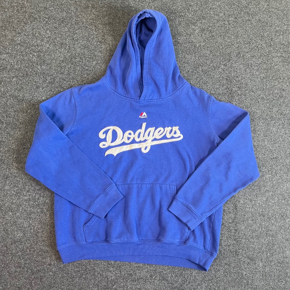 Majestic Los Angeles Dodgers Kids Hoodie Blue Large 14/16 Sweatshirt MLB